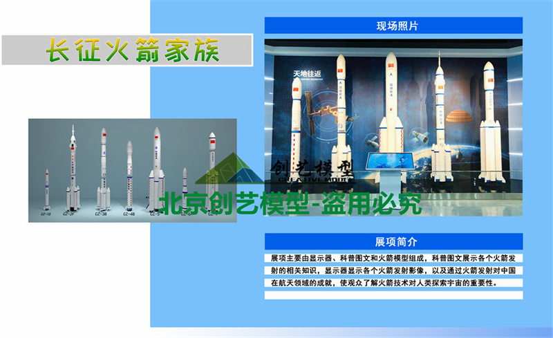 1：25长征火箭家族模型+触控多媒体介绍系统